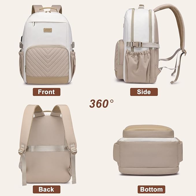 Laptop Backpack for Women Bookbag: 17 inch Work Backpacks with Pouch Pocket for Large Capacity Cup & USB Charger College Book Bag Travel Business Nurse Teacher Bookbags Anti-theft Back Pack