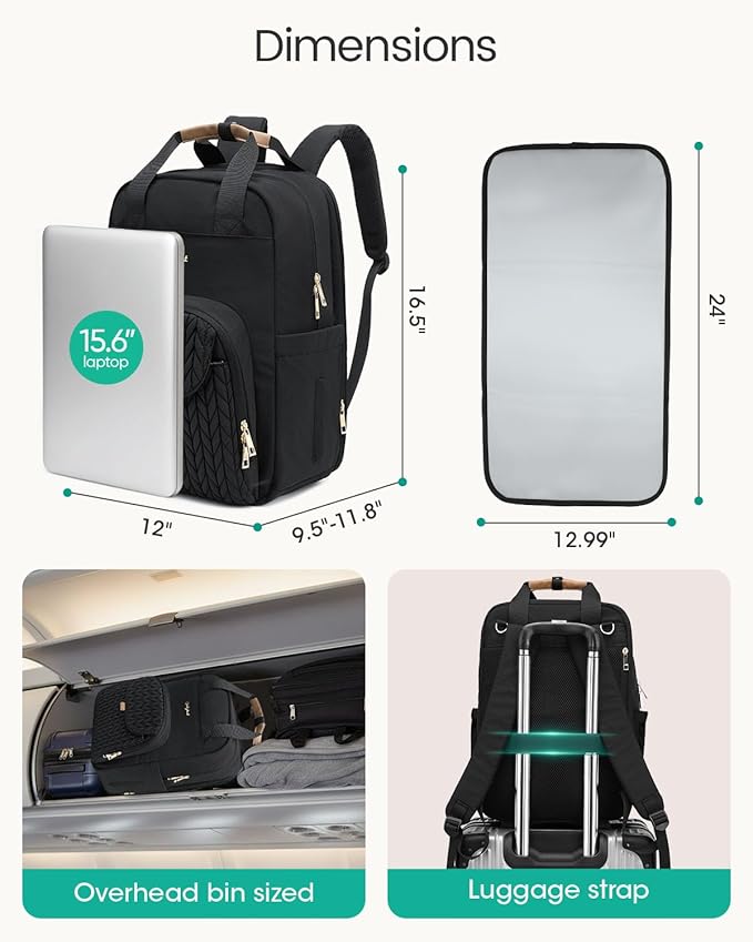 Extra Large Diaper Bag Backpack for Two Kids Twins - Expandable (26-36L) Baby Bag for Mom Girls Boys, Dual Big Compartments - Includes Changing Pad & Stroller Straps, Black, Quilted