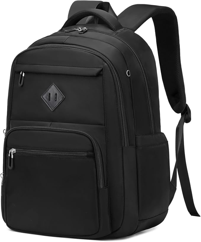 School Backpack for Girls, Lightweight Kids Bookbag for Boys Classic College Backpack for Teen Men Women with Luggage Strap, Age 8-18 Years Old, Black