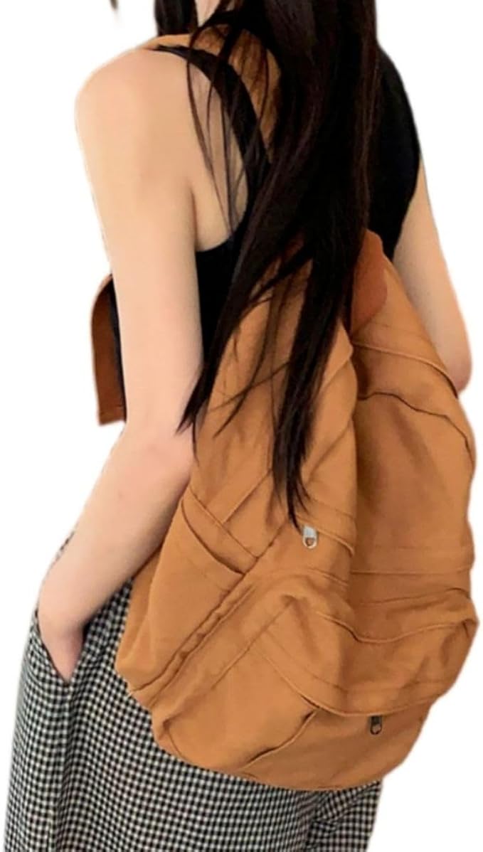 Light Brown Canvas Backpack for Women & Men Retro Aesthetic Rucksack Basic Backpack for High School/College Students Travel Laptop Bag