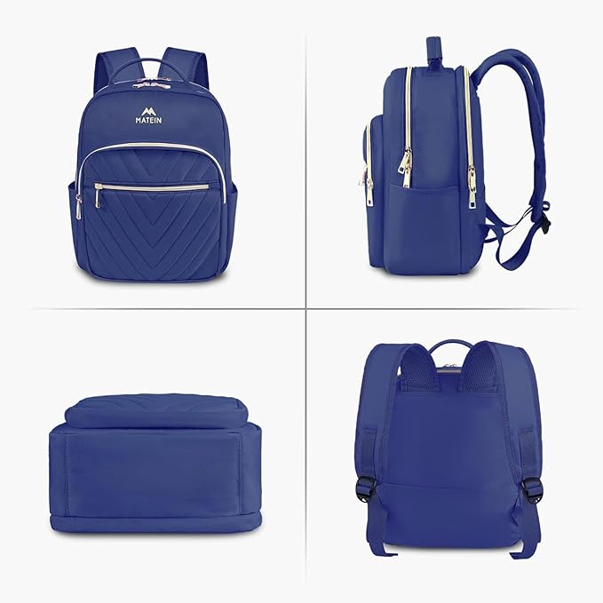 MATEIN Small Backpack Purse for Women, Cute Lightweight Mini Daypack, Fashion Waterproof Casual Daily Shoulder Bag, College School Bookbag for Ladies Teen Girls, 2pcs Sets, Blue