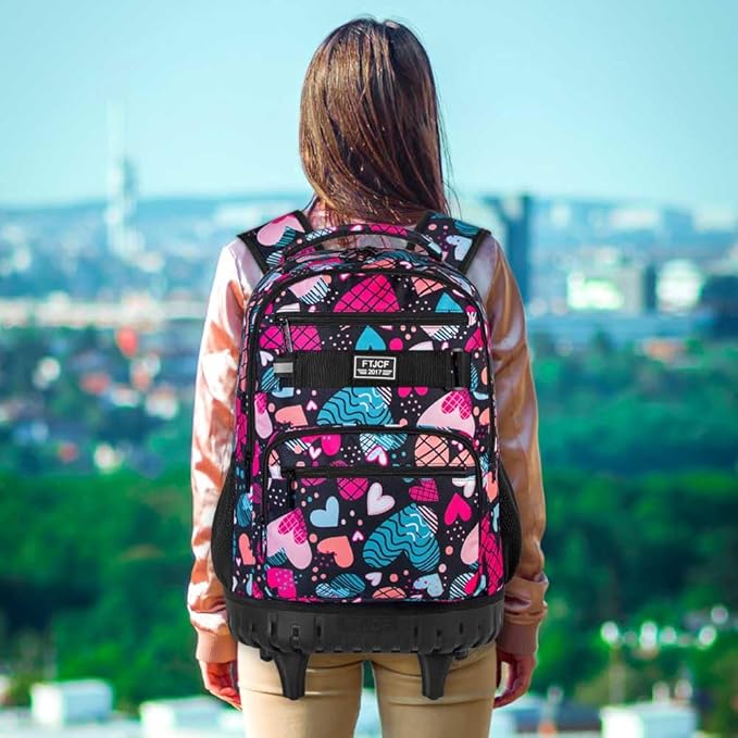 Rolling Backpack for Womens and Mens, Adults Wheeled Bookbag with Lunch Box for Girls and Boys.