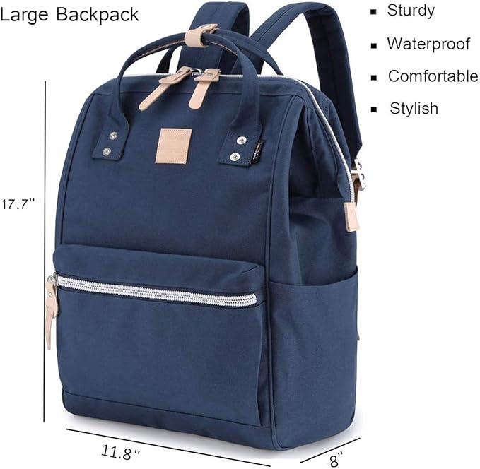 himawari Large Travel Backpack with Laptop Compartment 17 Inch Roomy Doctor Bag College backpack for Women&Men-Not include USB Port(1882-Navy blue&plus)
