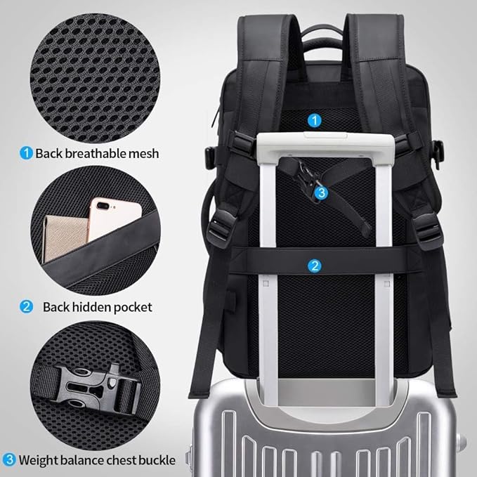 BANGE 35L Travel Backpacks,Weekender Expandable Carry-On Backpack for Airplanes, Waterproof 17.3 inch Laptop Backpack for Men and Women