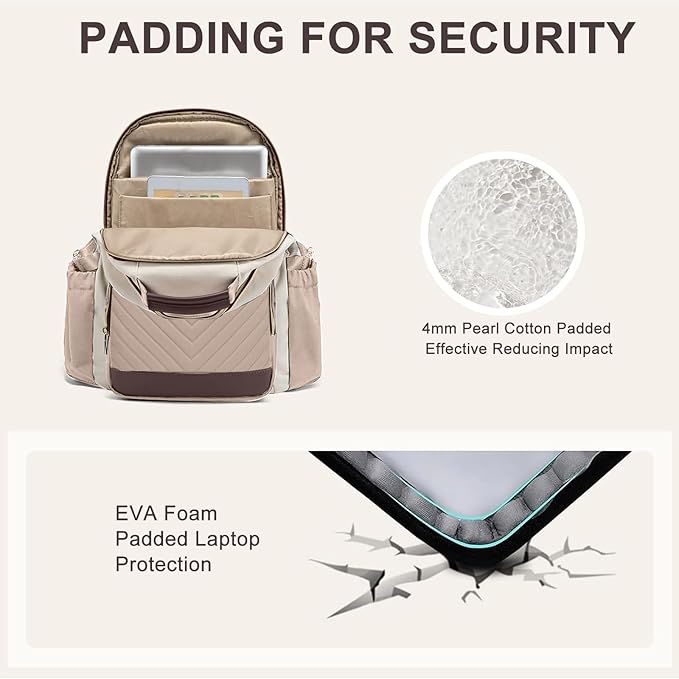 Laptop Backpack for Women Bookbag: 15.6 inch Work Backpacks with Pouch Pocket for Large Capacity Cup & USB Charger College Book Bag Travel Business Nurse Teacher Bookbags Anti-theft Back Pack