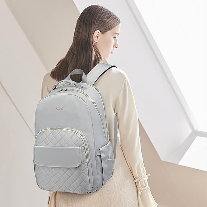 School Backpack Women,15.6 inch Laptop Bookbag with Stylish Stitch Pattern for Teen Girls,College Backpack Nursing Daypack TSA Friendly for Trip Work Business Middle School