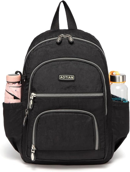 AOTIAN Small Size Backpack, Durable Lightweight Daypack for Women Girls & Boys Hiking Travel Sports, Black