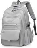 Cute Aesthetic Girls Backpack for School Large Capacity Bookbags College Backpack for Students Kids Teen Girls Laptop Bookbag Casual Travel Daypacks(Gray)