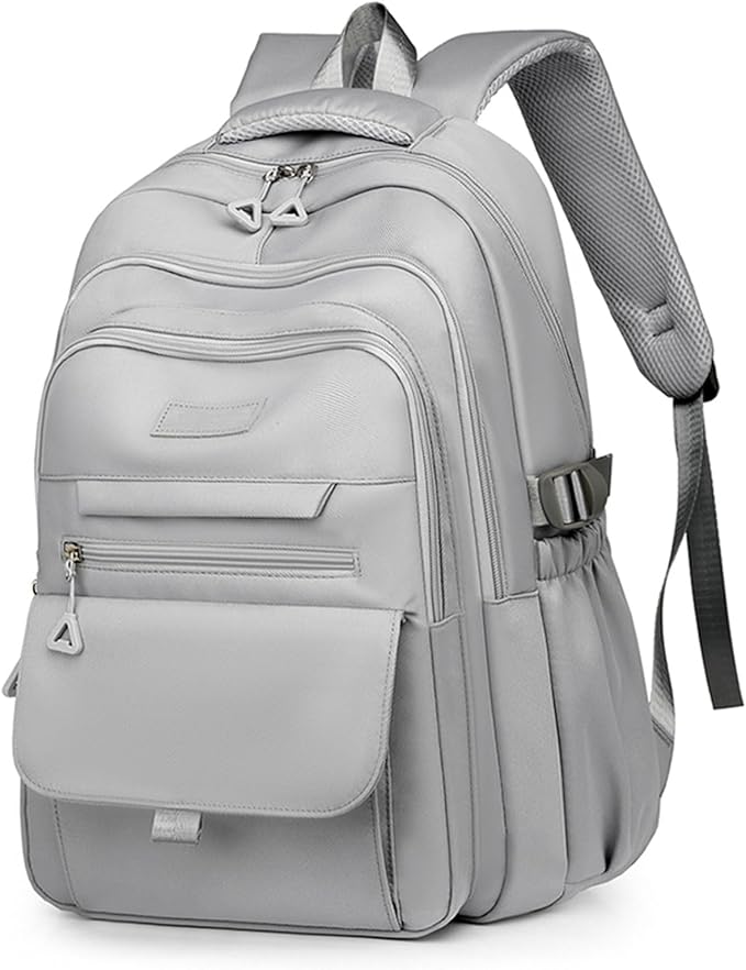 Cute Aesthetic Girls Backpack for School Large Capacity Bookbags College Backpack for Students Kids Teen Girls Laptop Bookbag Casual Travel Daypacks(Gray)