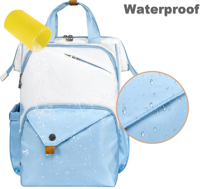 Hap Tim Travel Backpack Carry On Flight Approved, Laptop Backpack for School, Work Backpack Woman, White Blue（7651-WB）