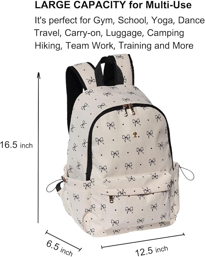 ESVAN Corduroy Backpack Lightweight Fashion 17 inch Laptop Bag for Women Casual College (Corduroy bow)
