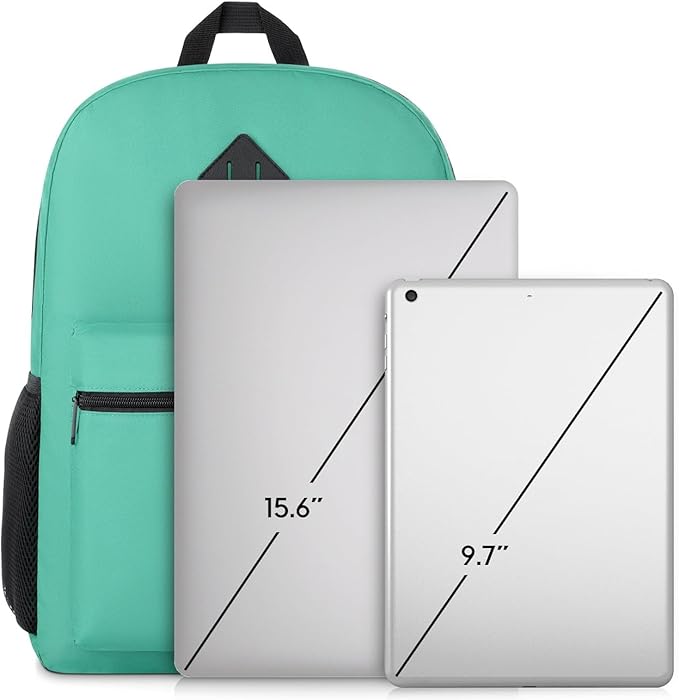 YAMTION School Backpack for Teens,Green Bookbag Classic Backpack with USB Port for High School College Students