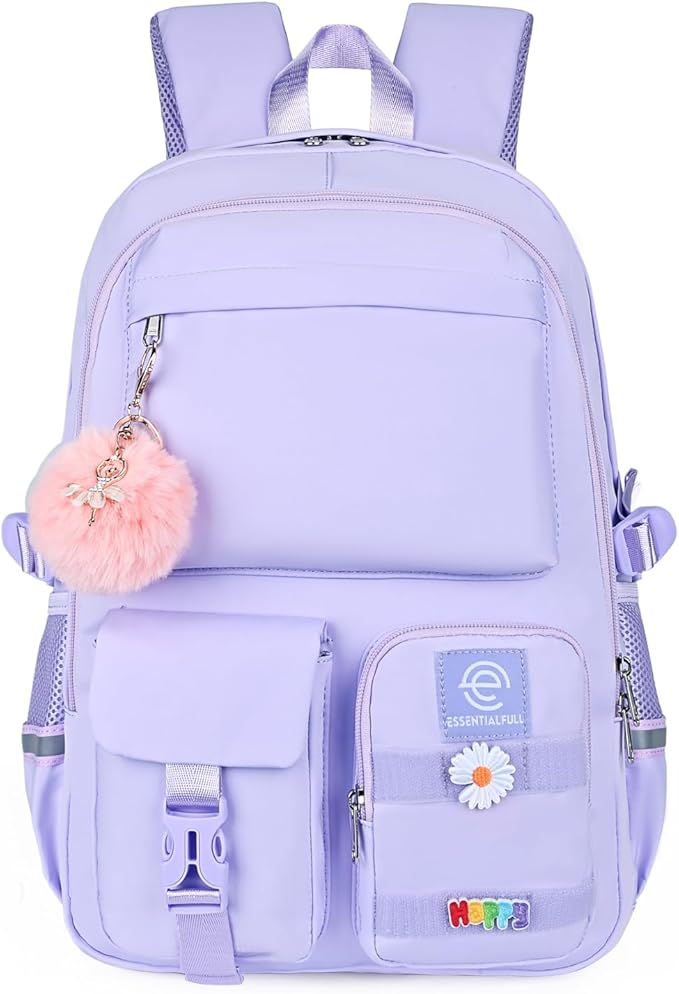 School Backpack for Girls & Women, Bookbag for Middle School & College, Large Travel Daypack for Laptop (Purple)