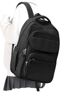 Cute Black School Backpack for Teens Girls Boys Waterproof School Bag Basic Backpack for College Students Multi Pocket Backpack Lightweight Casual Daypack Backpacks for Women Men