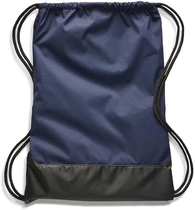 Nike Brasilia Training Gymsack, Drawstring Backpack with Zipper Pocket and Reinforced Bottom, Midnight Navy/Black/White