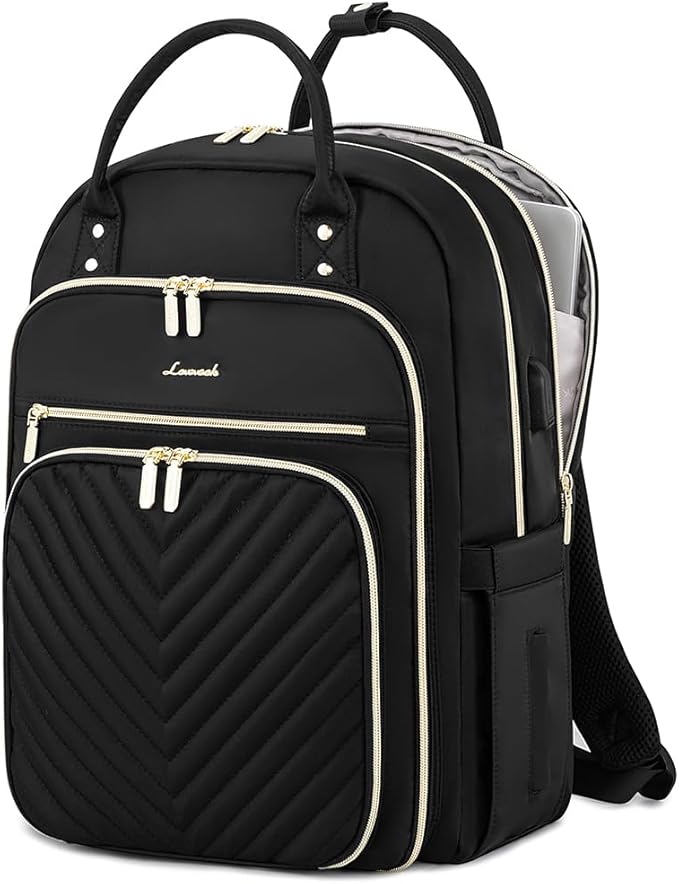 LOVEVOOK Laptop Backpack for Women, Water Resistant Travel Work Backpacks Purse Stylish Business Teacher Nurse Computer Bag with USB Charging Port