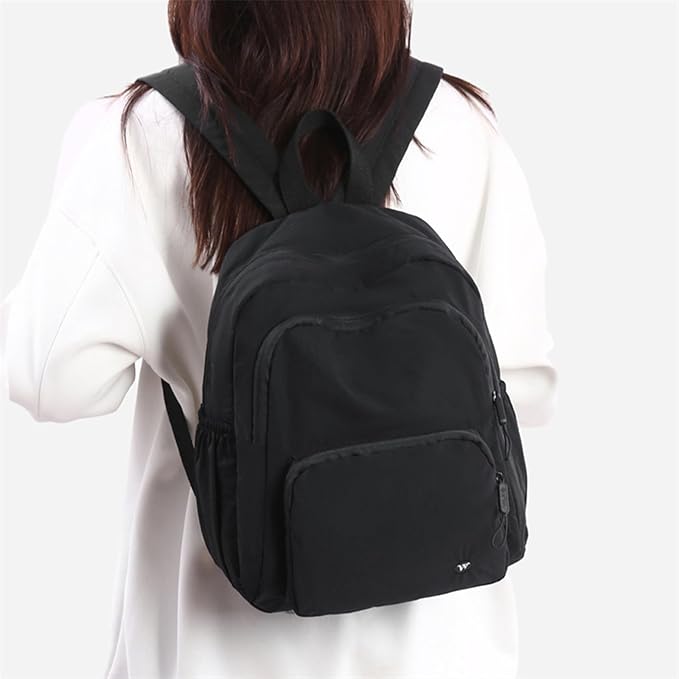Small Nylon Backpack Mini Casual Daypack Lightweight Backpack for Women Travel Purse (Grey purple)