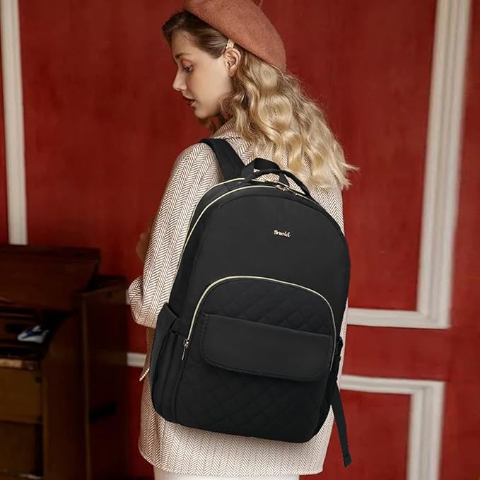 Laptop Backpack for Women Travel Business Backpacks 15.6 inch,College Bookbag Schoolbag for Girls Teacher Backpack Daypack TSA Friendly for School,Black