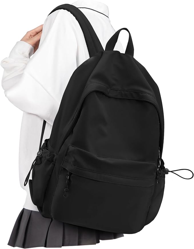 VECAVE School Backpack Black Waterproof Bookbag Casual Lightweight Travel Rucksack Daypack Backpacks for Men Women College High School Bags backpack for Boys Girls Teens