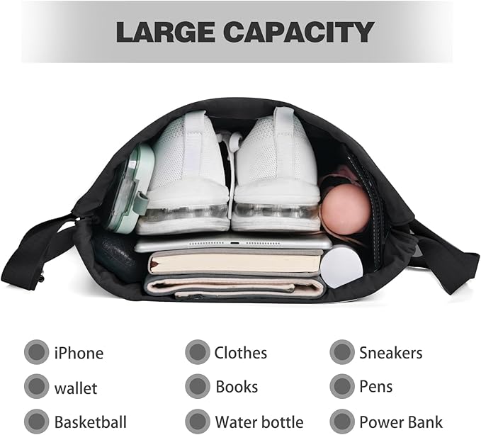 Drawstring Backpack with Wet Pocket Gym Backpack Water-Resistant Cinch String Bag Beach Swim for Women Men