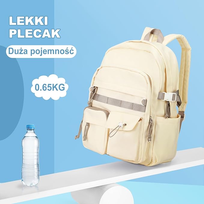 weradar Cute Backpack For School Teens Girls,Aesthetic Bookbag,Waterproof College Backpack For Women,Middle School Bag Casual Daypacks Travel Back pack With Lots of Pockets(Beige)