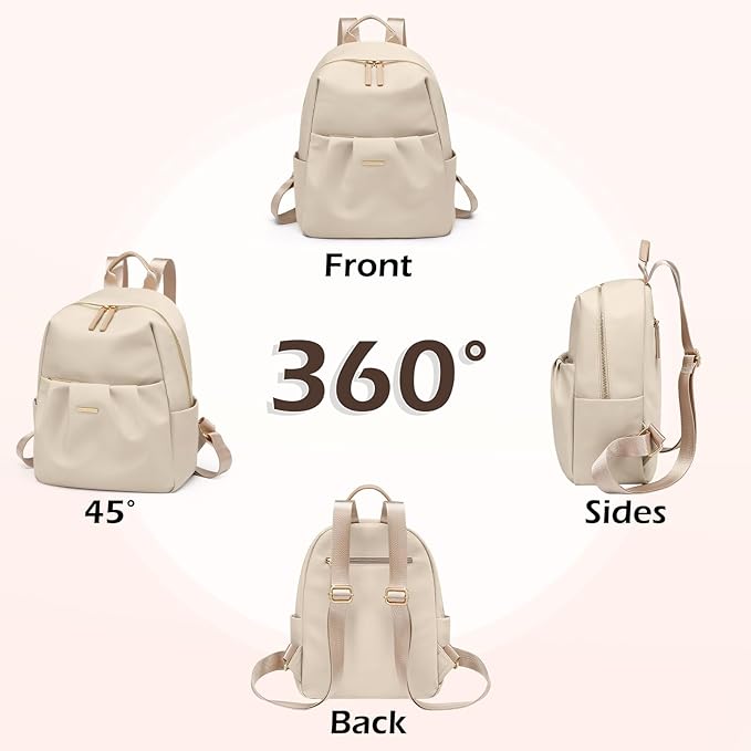 Small Backpack for Women, Cute Backpack Casual Work Daypack Purse for College Travel, fit 9.7 Inch, Apricot