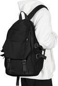 coowoz Casual Daypack Large upgraded version College Laptop Backpack for Men Women Water Resistant Lightweight School Bag Travel Rucksack for Sports High School Middle Bookbag for girls Size L(Black)