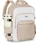 Travel Backpack for Women & Men, Large Carry On Personal Item Bag Airline Approved, Waterproof Traveling Overnight Bags, Gifts Laptop Backpack for Travelers College-Students Commuters (Beige/White)