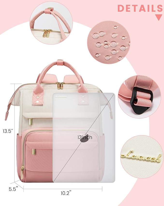 LOVEVOOK Backpack Purse for Women, Mini Backpacks, Small Backpack, Fashion Bag for Work Travel, Lightweight Daypack, Beige-Pink