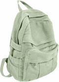 Sage Green Canvas Backpack for Women Retro Aesthetic Rucksack Basic Backpack for High School/College Students Travel Laptop Bag
