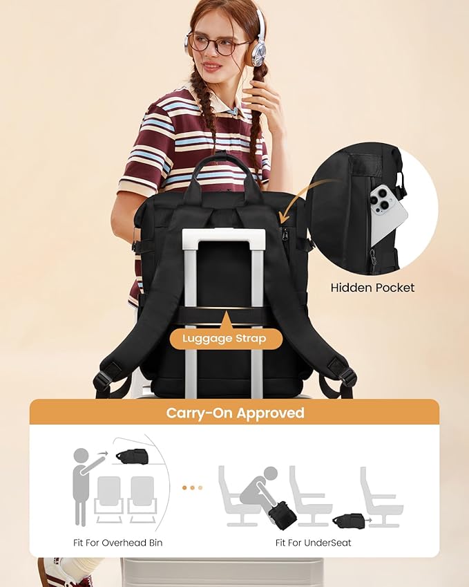 LOVEVOOK Laptop Backpack for Women, 17.3 Inch Work Travel Black Business Backpack Purse for School College Bookbag for Teen Girls Computer Backpack for Teacher Nurse