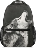 Pardick Howling Moon Wolf Backpacks for Boys Girls Kids Grey Wolf Lightweight 16 Inch School Backpack Laptop College Bookbag Travel Casual Daypack Hiking Camping Computer Rucksack Medium
