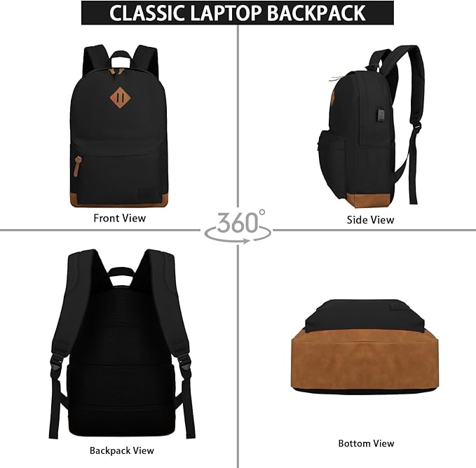 Goloni 12 Packs Classic Backpack with USB Charging Port,Laptop Backpack for Travel