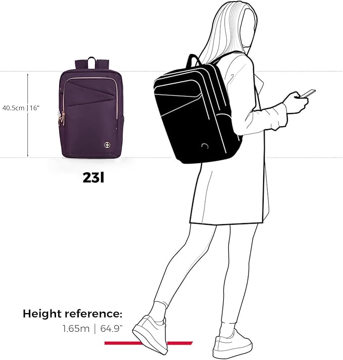 Swissdigital Design Business Laptop Backpack for Women, College Computer Backpack with USB Charging Port, Fits 15.6 Inch Laptop Travel Work Backpack, Purple | SD1006F-46