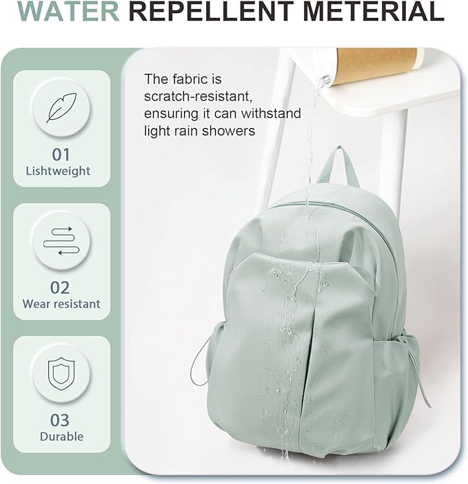 Basic Backpack For High School Women Men,Lightweight Casual Daypack College Backpack,Simple Bookbag For Teens Boys Girls,Waterproof School Bag(Green)
