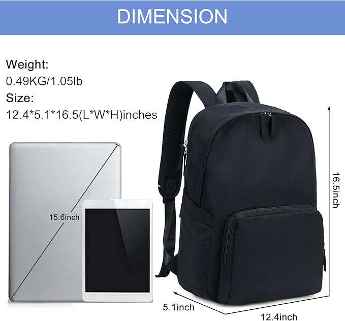 BTOOP Backpack for School Girls Teens Lightweight College Bookbag Casual Work Travel Laptop Backpack for Women Water Resistant Black Backpacks(Black)