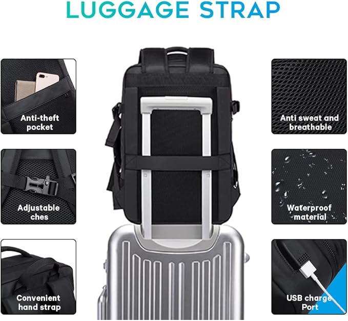 BANGE 45L Carry On Backpack, Weekender Travel Backpacks, 17.3 inch Laptop Back Pack Business Expandable Bag for Men and Women… (Blake45L（with3cubes)…