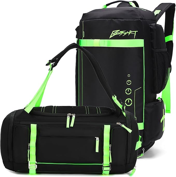 BE SMART 2 in 1 Convertible Gym Duffel Bags with Shoes Compartment - 40L Waterproof Extra Large Workout Backpack for Gym Men, Heavy Duty Sports Duffle Backpacks for Travel, Hiking, Camping, Carry On