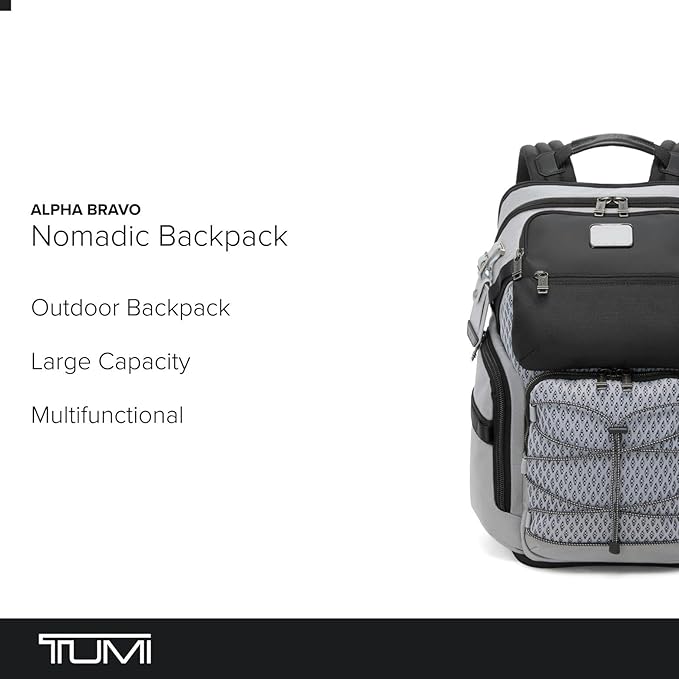 TUMI - Alpha Bravo Nomadic Backpack - Men's Durable Carry On Bag - 18.8" X 15.0" X 9.0" - Fits up to 15" Laptop - Pearl Grey Mesh