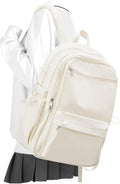 Simple School Backpack For Women,Lightweight College Backpack,High School Bag For Teens Boys Girls,Casual daypack Small Travel Backpacks Men Cute Bookbag(Beige)