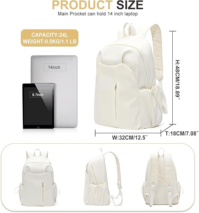 Basic Backpack For High School Women Men,Lightweight Casual Daypack College Backpack,Simple Bookbag For Teens Boys Girls,Waterproof School Bag(Beige)