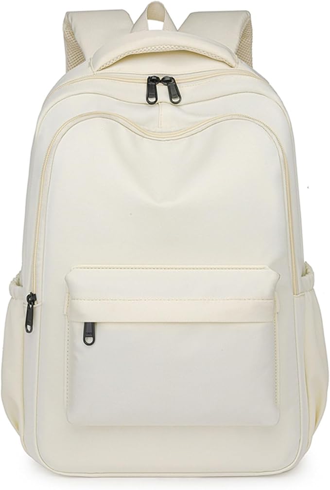 Cute College Backpack for School Aesthetic Backpack for Teen Girls Students Laptop Bag Large Capacity Bookbags Kids Travel Lightweight Backpacks for Casual Daypacks School Bag Solid Color(White)