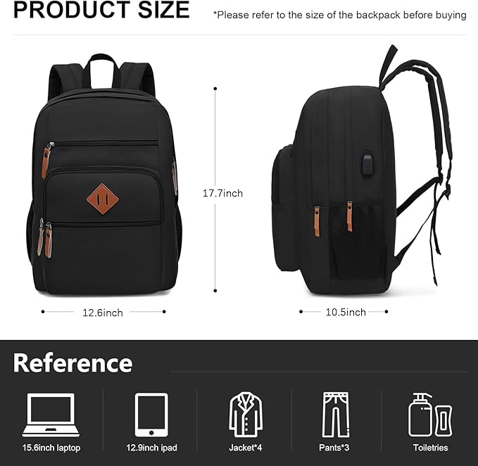 NEOREAL Laptop Backpack for Work, College, Travel, Daily Backpacks for Men Women, Computer Bag Fits 15.6 Inch Notebook, Black