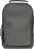 RAINS Book Daypack Regular Grey Laptop Backpack for Men and Women, Waterproof Black Minimalist Commuter Bag with 15”-16"