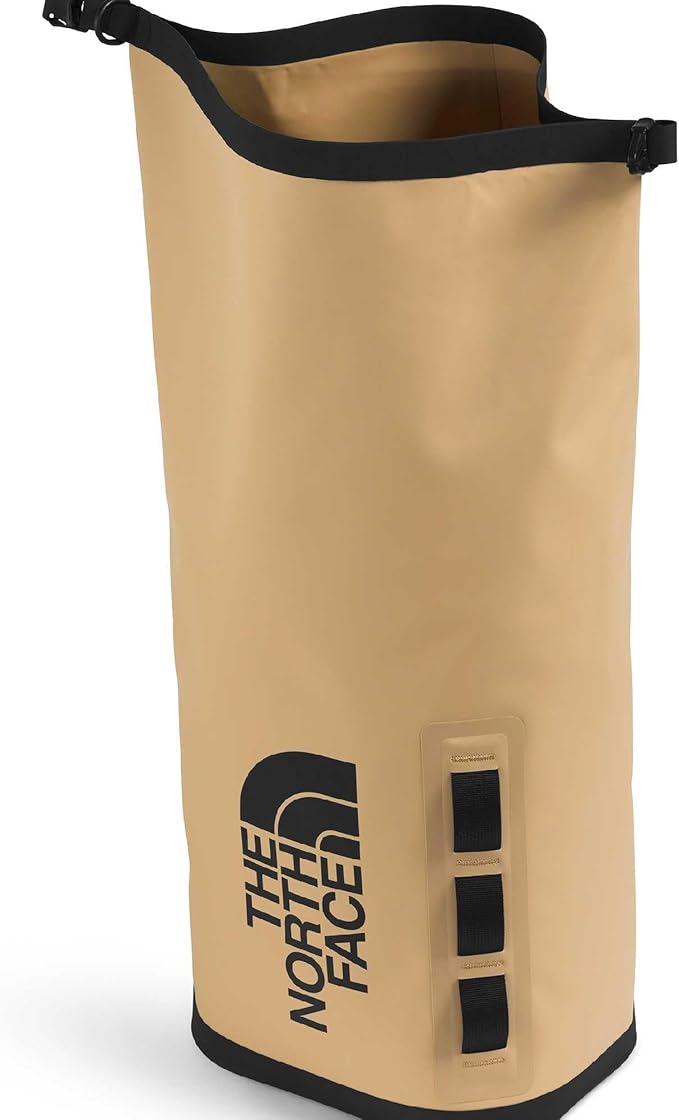 The North Face Base Camp Dry Bag - Roll-Top Waterproof Stuff Sack, Ideal for Camping Gear & Kayak Accessories, Khaki Stone/TNF Black, 18 Liters