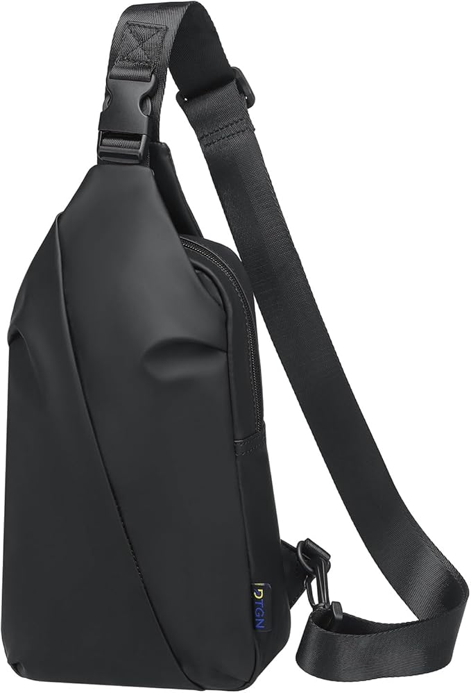 Small Sling Bag, Waterproof Nylon 7.9 Inch Crossbody Chest Bags Daypack Backpack with Anti-theft Pocket for Men Women (Black)
