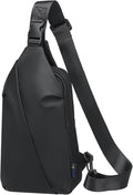 Small Sling Bag, Waterproof Nylon 7.9 Inch Crossbody Chest Bags Daypack Backpack with Anti-theft Pocket for Men Women (Black)