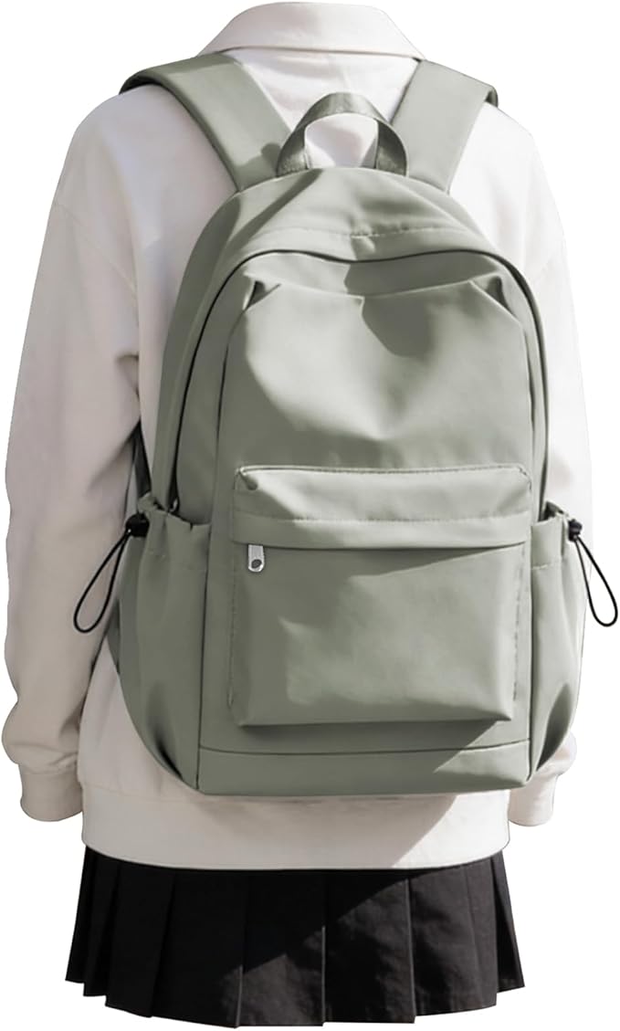 SEAFEW Small Green School Backpack Women, Unisex Lightweight Backpack School Bag Water-resistant Casual Rucksack fits 14 inch Laptop for Boys Girls Men and Women Bookbag College Daypack for Teenage