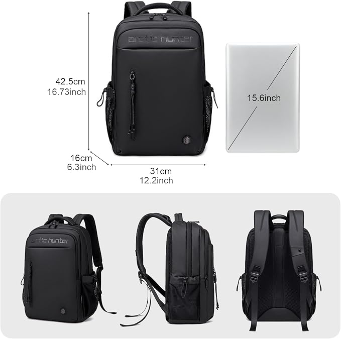 ARCTIC HUNTER AH Travel Laptop Backpack for Men,Lightweight Business Work Bag Fits 15.6 Inch Laptop,Airplane Approved Carry On Backpack,Water-Resistant,Durable,Black