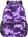 Pardick Camouflage Camo Purple Backpack for Kids Girls Boys Lightweight School College Students 18in Bookbag Large Capacity Computer Backpacks Laptop Rucksack Travel Gym Hiking Camping Daypack